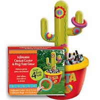Fiesta Inflatable Cactus Jumbo Cooler and Ring Toss Game