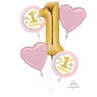 Bouquet Girl 1st Birthday Pink and Gold P75