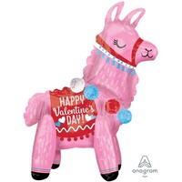 CI: Multi-Balloon Happy Valentine's Day Standing Llama A75