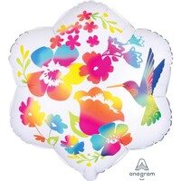 Shape Extra Large Satin Infused Watercolour Flowers and Hummingbird S50