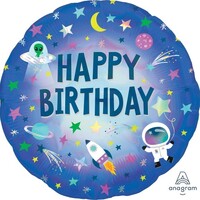 45cm Standard Holographic Happy Birthday Outer Space S55