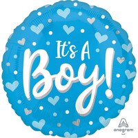 45cm Standard HX It's A Boy Hearts and Dots S40