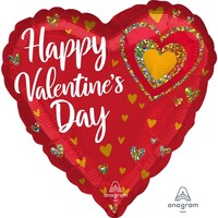 45cm Standard HX Happy Valentine's Day Glitter Hearts S40