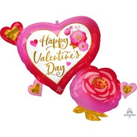 SuperShape Extra Large Happy Valentine's Day Heart and Roses P35