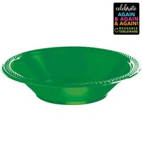Premium Plastic Bowls 355ml 20 Pack Festive Green