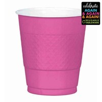 Premium Plastic Cups 355ml 20 Pack Bright Pink
