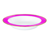 Premium Bowl 354ml White with Bright Pink Border 