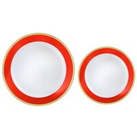 Premium Plastic Plates Hot Stamped with Apple Red Border
