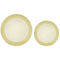Premium Plastic Plates Hot Stamped Vanilla Creme with Border