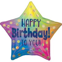 45cm Standard Happy Birthday To You Gold Dots Holographic Star S55
