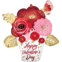 SuperShape Extra Large Happy Valentine's Day Satin Painted Flowers P35