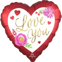 45cm Standard Extra Large Love You Satin Watercolour Floral S40