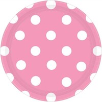 Dots 7"/17cm Round Plates New Pink
