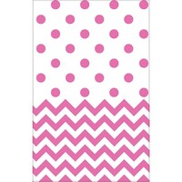 Chevron Plastic Table Cover New Pink