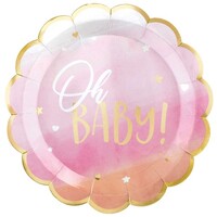 Oh Baby Girl 26cm Shaped Banquet Plates Metallic 