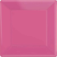 Paper Plates 17cm Square 20 Pack Bright Pink
