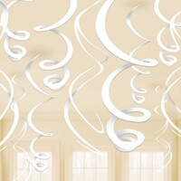 Plastic Swirl Decorations Frosty White 12 Pack