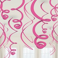 Plastic Swirl Decorations Bright Pink 12 Pack