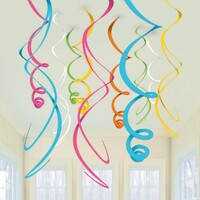 Plastic Swirl Decorations Multi 12 Pack