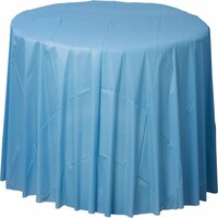 Plastic Round Table Cover Pastel Blue