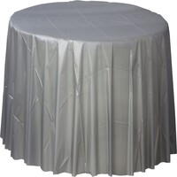 Plastic Round Table Cover Silver