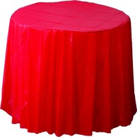 Plastic Round Table Cover Apple Red