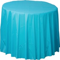 Plastic Round Table Cover Caribbean Blue