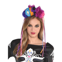 Day Of The Dead Floral Headpiece Neon 