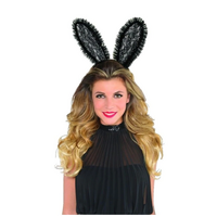 Black Lace Bunny Ears Headband Size: One Size