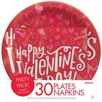 Happy Valentine's Day 22cm Plates and Napkins Pack