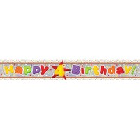Banner Holographic Happy Birthday 4th Multi Coloured