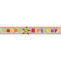Banner Holographic Happy Birthday 5th Multi Coloured