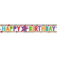 Banner Holographic Happy Birthday 6th Multi Coloured