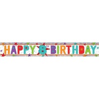 Banner Holographic Happy Birthday 8th Multi Coloured