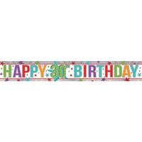 Banner Holographic Happy Birthday 30th Multi
