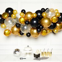 Balloon Garland Kit Black, Gold and Silver with 66 Balloons