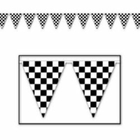 Pennant Flag Banner Black and White Checkered