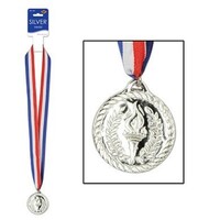 Silver Sports Medal and Ribbon