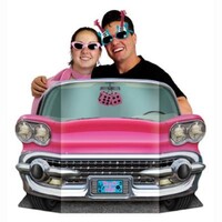 50's Rock and Roll Pink Convertible Car Photo Prop
