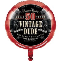45cm Vintage Dude 50th Birthday Foil Balloon