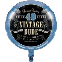 45cm Vintage Dude 40th Birthday Foil Balloon