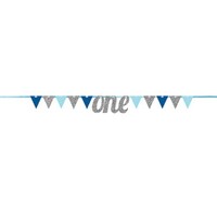 Banner Pennant one Silver and Blue Glittered