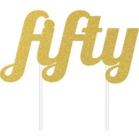 Cake Topper fifty Gold Glittered