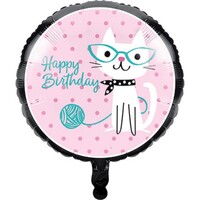 45cm Purrfect Party Happy Birthday Cat Foil Balloon