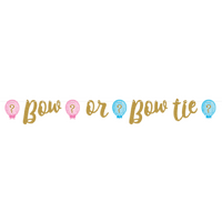 Gender Reveal Balloons Ribbon Banner Glittered Bow or Bow tie 