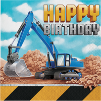 Big Dig Construction Lunch Napkins Happy Birthday