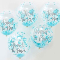Oh Baby! Balloons 30cm Confetti Blue About To Pop 5 Pack