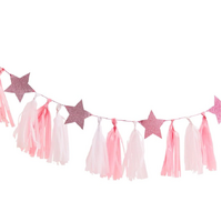 Pamper Party Pink Tassel Garland With Pink Glitter Stars