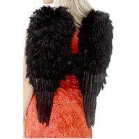 Large Black Feather Angel Wings Costume Accessory