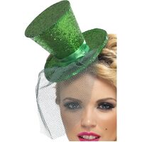 Mini Top Hat On Headband Green Costume Accessory